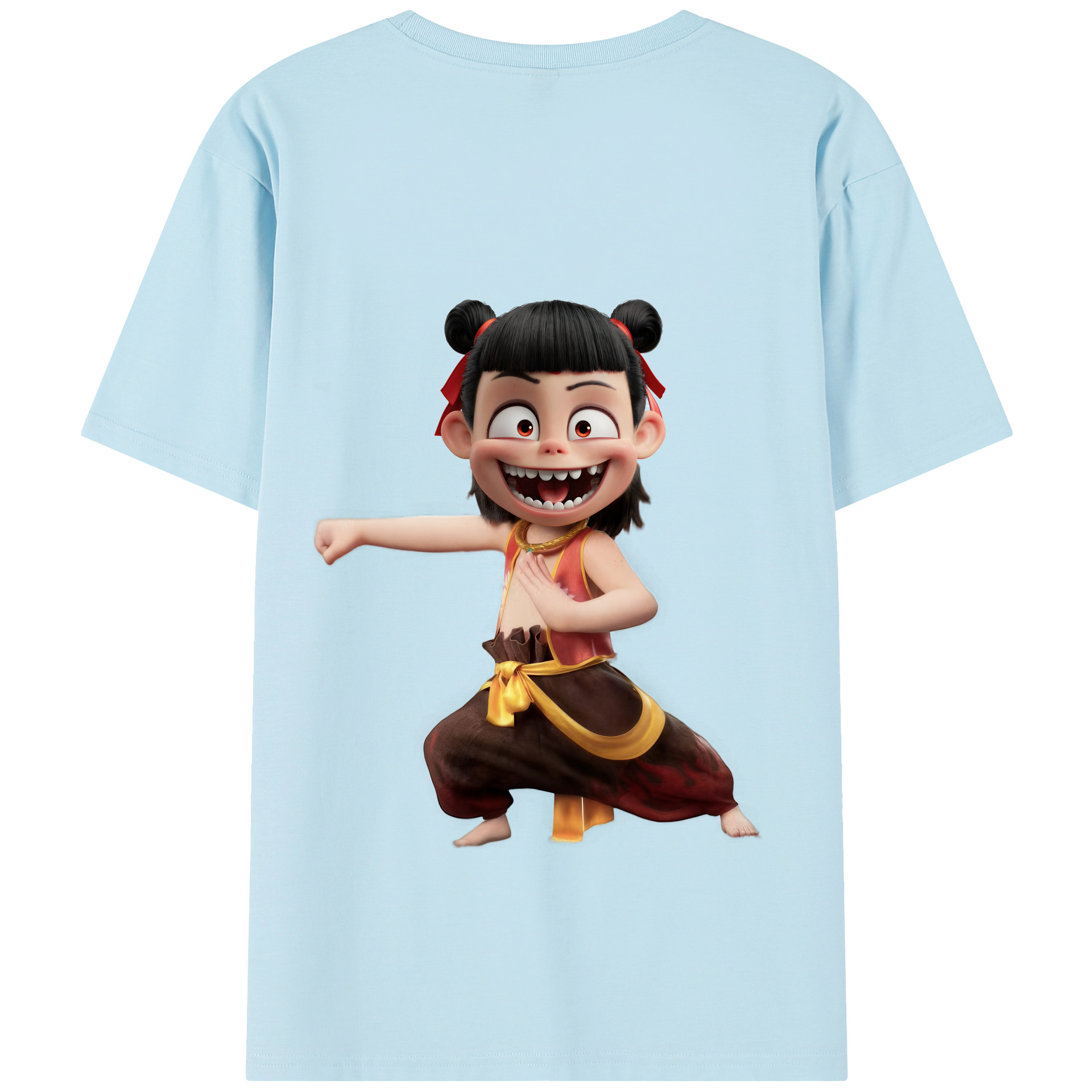 （画像用） Ne Zha 2 ナタ 魔童の大暴れ 綿100％半袖Tシャツ（背面プリント）